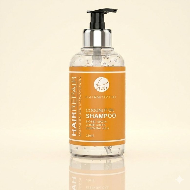 Hairworthy Coconut Oil Shampoo bottle